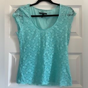 Victoria’s Secret Aqua Lace Short Sleeve Top Women’s Size Medium